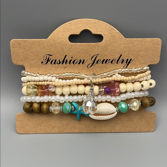 Fashion Jewelry Jewelry - Fashion Jewelry Cream and Brown Layered Bracelet Set